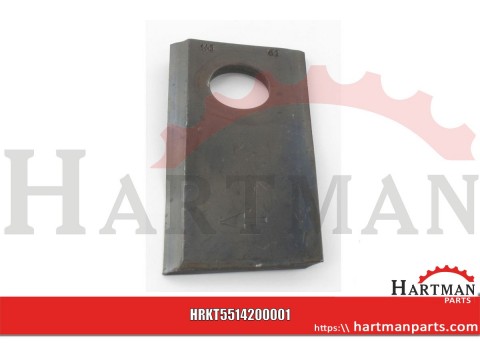 Nożyk kosiarki rotacyjnej lewy 105x48x4 mm owalny otwór 23.0x20.5 mm pasuje do Taarup 25 szt.