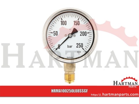 Manometr ø100 mm 0-250 bar przyłącze dolne 1/2"