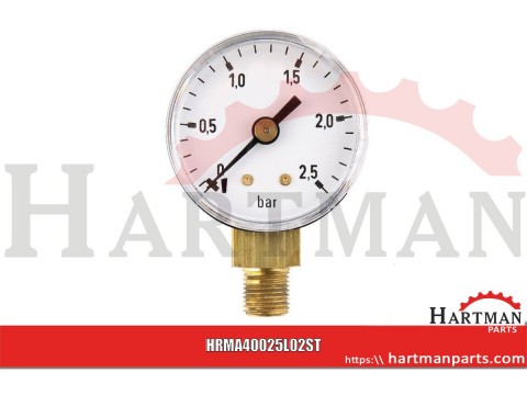 Manometr ø40 mm 0–2,5 bar przyłącze dolne 1/8"