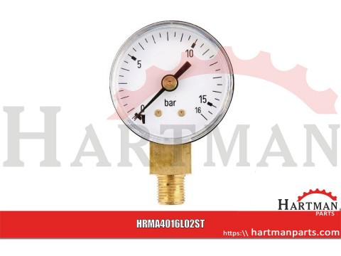 Manometr ø40 mm 0–16 bar przyłącze dolne 1/8"