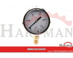 Manometr glicerynowy ø63 mm, 0-2.5 bar przyłącze dolne 1/4"