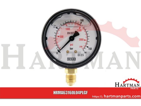 Manometr glicerynowy ø63 mm, 0-160 bar przyłącze dolne 1/4"