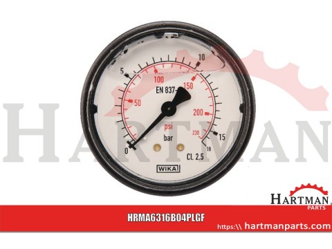 Manometr ø63 mm 0–16 bar przyłącze tylne 1/4"