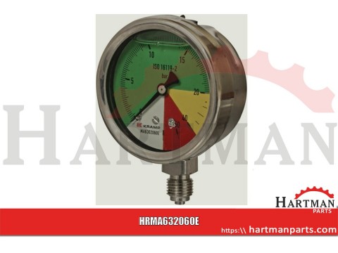 Manometr ø63 mm, 0-20-40-60, przyłącze tylne 1/4" BSP