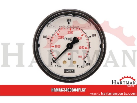 Manometr ø63 mm 0–400 bar przyłącze tylne 1/4"