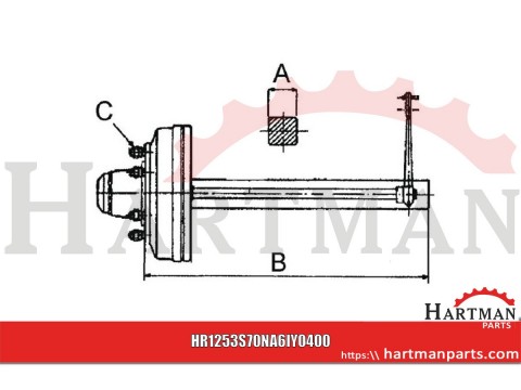 Półoś hamowna ADR, 300 x 90, L-400, piasta 160/205, M18 x 1,5