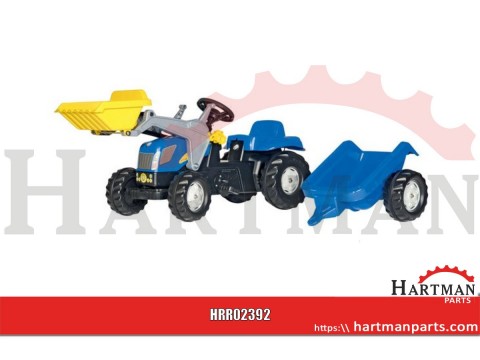 Traktor RollyKid New Holland TVT 190 z łądowaczem i przyczepką