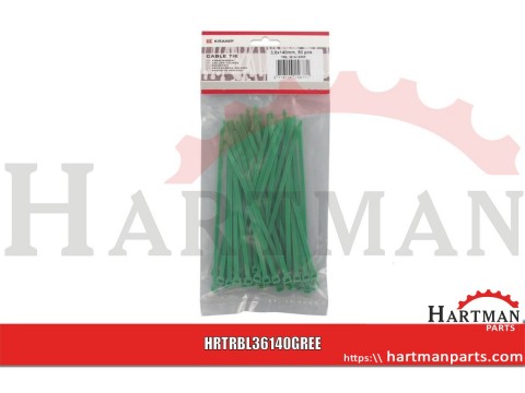 Opaski kablowe 3,6 mm Kramp Blister, zielone 140 mm