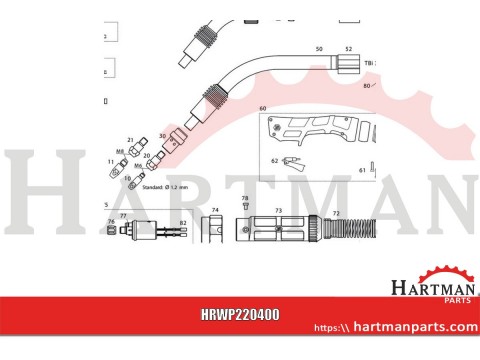 Akcesoria do palnika MIG/MAG TBi, uchwyt kompletny TBi 240