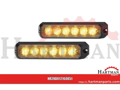 Zestaw lamp ostrzegawczych 12/24V, pomarańczowe, do montażu w poziome, obudowa aluminiowa 6 LED Hella