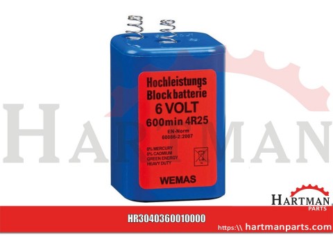 Akumulator 4R25 6V, niebieski, cynkowo-węglowy