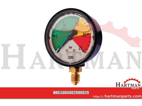 Manometr glicerynowy, 25 bar przyłącze dolne M12x1.5