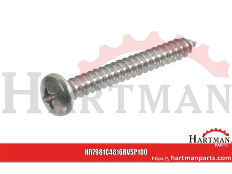 Blachowkręt z łbem soczewkowym i nacięciem krzyżowym PH A2 Kramp, 4,8 x 16 mm
