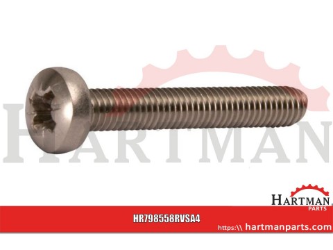 Wkręt nierdzewny A4 łeb soczewkowy, PZ M5 x 8 mm, DIN 7985 A