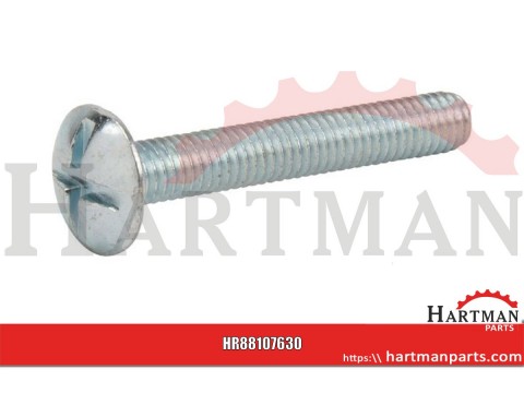 Wkręt z łbem grzybkowym poszerzanym kl. 4.6 ocynk Kramp, M6 x 30 mm